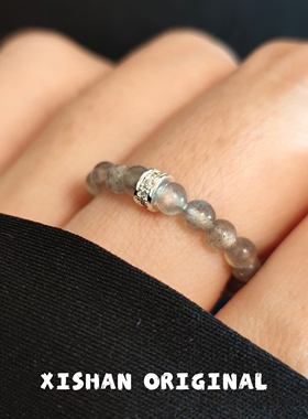 希山素圈极细串珠弹力戒指轻奢小众设计情侣高级感食指戒简约时尚