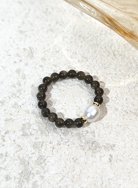 希山新中式国风月光金曜天然石戒指女款轻奢小众设计感高级食指戒