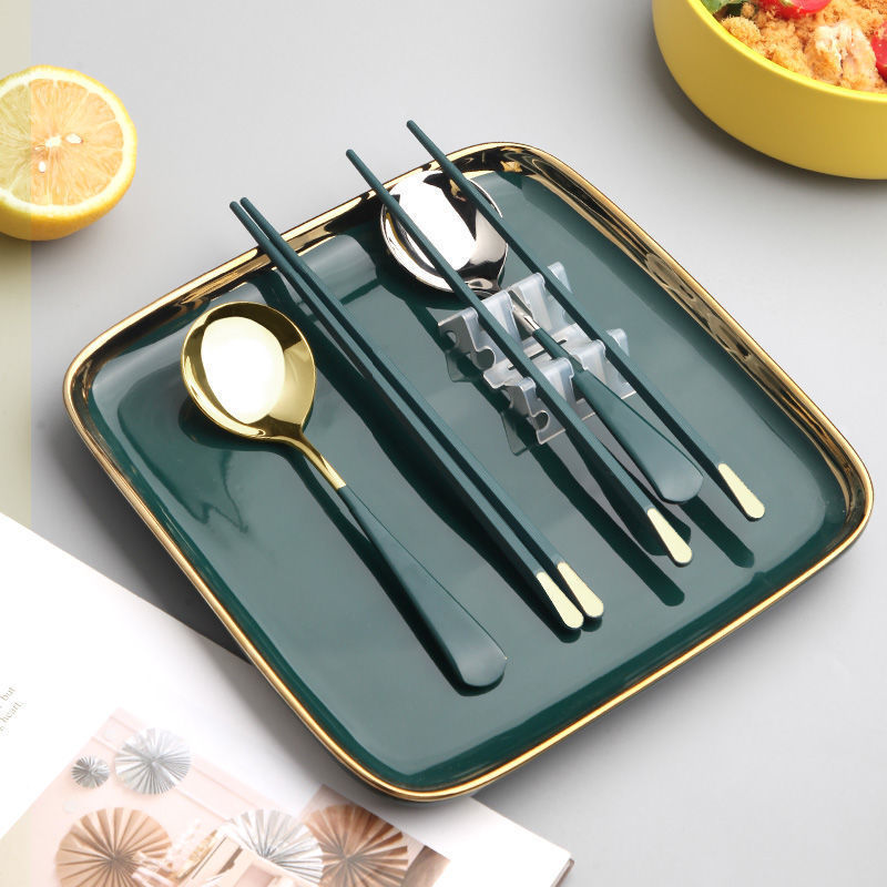 便携筷子勺子套装一人食餐具三件套单人叉子不锈钢学生上班收纳d - 图0