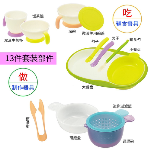 日本原装Combi康贝婴儿餐具宝宝辅食套装碗勺礼盒14件套13件套 - 图2