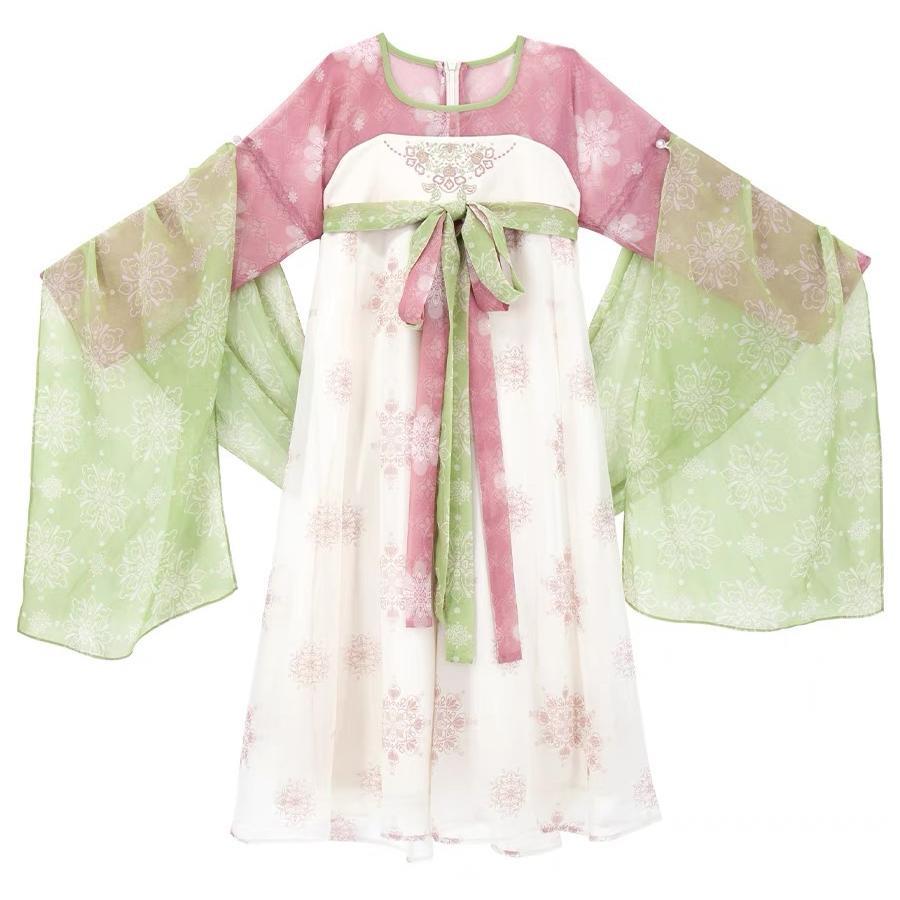 汉服女童连衣裙古风演出服纱裙长款古典舞团体新款演出服练功 - 图2