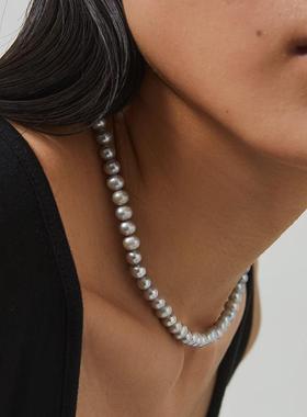 巴洛克珍珠项链女灰色小众高级轻奢颈链锁骨链气质夏季流行