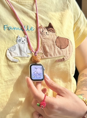 原创手作 檀木Kitty iWatch项链挂绳 相机手机挂绳 可调节
