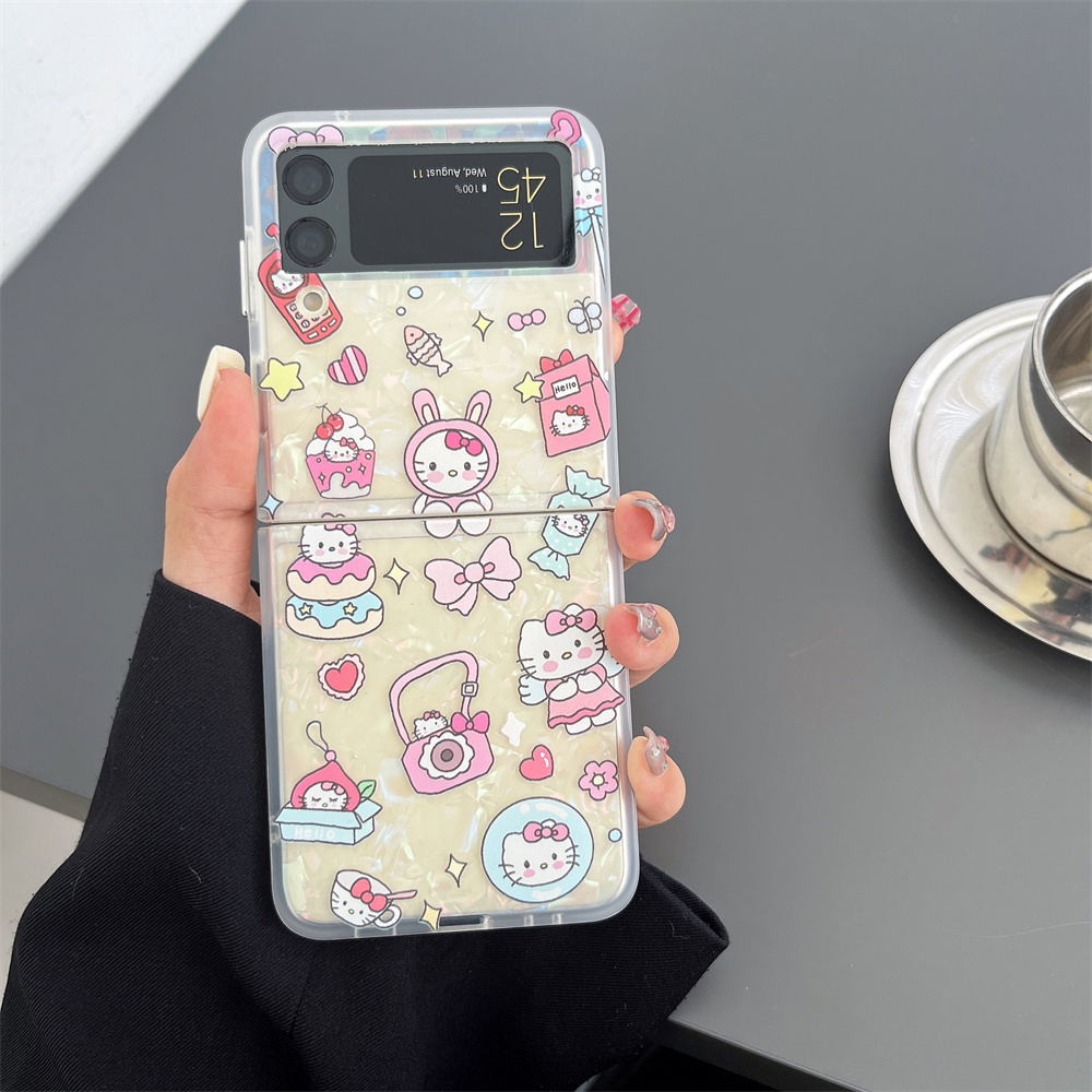 卡通HelloKitty猫咪适用三星Galaxy ZFlip4折叠屏手机壳Samsung zflip5新款翻盖个性创意flip3硅胶防摔保护套 - 图2