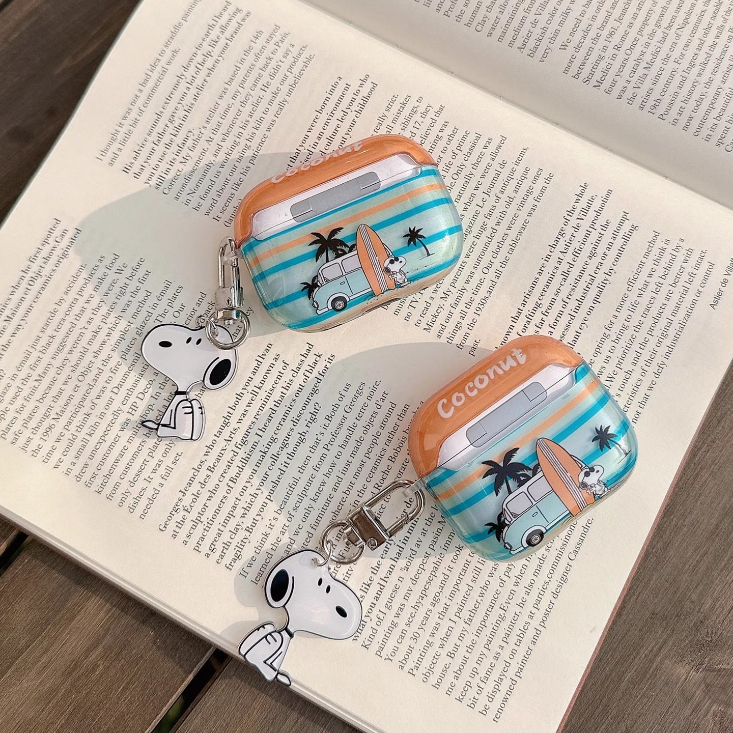 日系卡通度假史努比适用苹果耳机保护套airpods4无线蓝牙耳机壳三四airpodpro2二代ipod耳机盒airpods3保护壳,淘宝优惠券,粉丝福利购,淘宝优惠卷