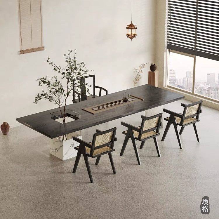 侘寂风客厅实木茶桌椅组合创意简约茶台亚克力茶几禅意大板会客桌,淘宝优惠券,粉丝福利购,淘宝优惠卷