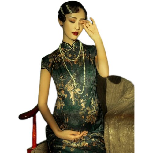 2021新款复古中国风老上海孕妇妈咪艺术拍照旗袍写真影楼主题服装 - 图3