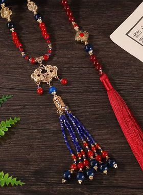 古风国潮正红长璎珞汉服项链