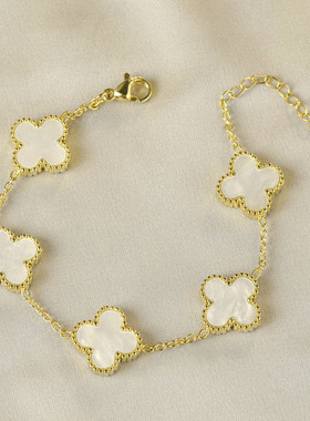 四叶草手链双面不掉色网红新款黑色ins韩版高版本热卖爆款女饰品