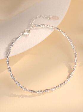 韩版ins风轻奢手饰S925纯银麻花扭线细手链简约感小众设计