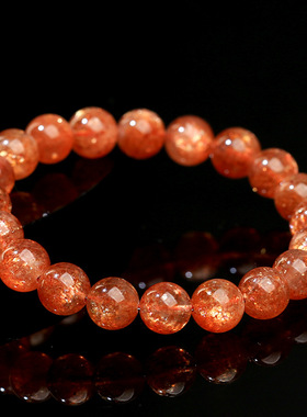 名都水晶 天然金太阳石手链 时尚金草莓圆珠手串厂家直销