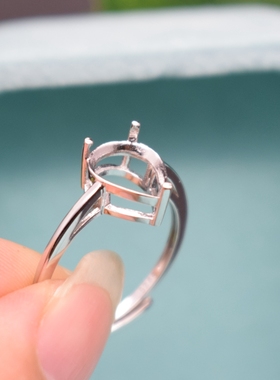 diy韩版水滴形镀18k白金戒指空托