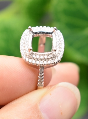 欧美纯银正方形戒指925银镀18k