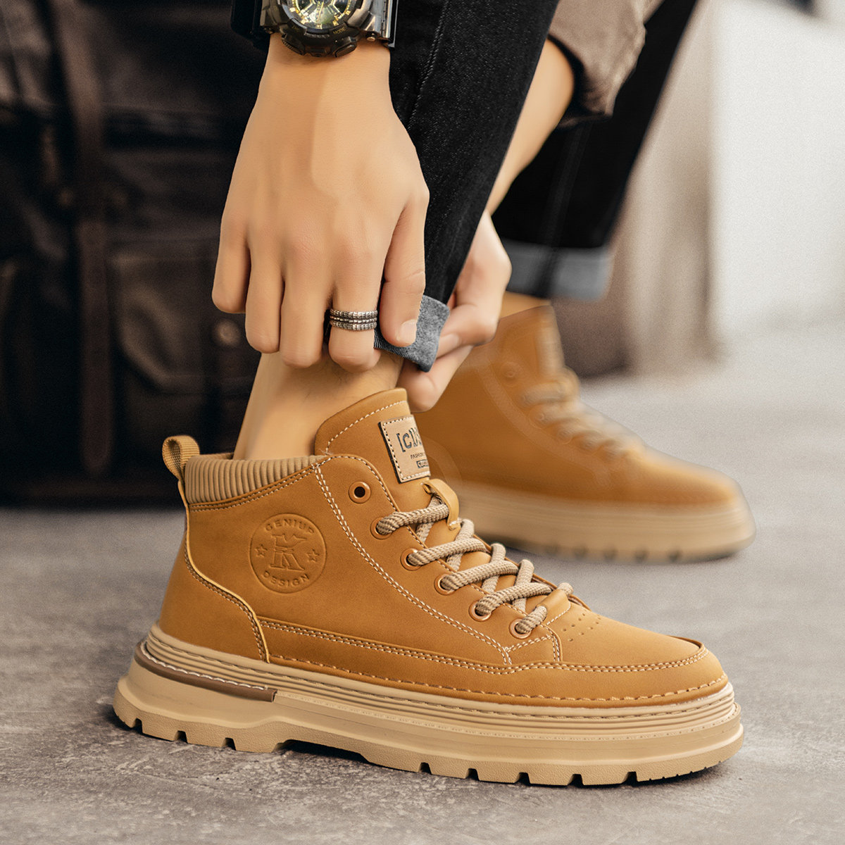 特大码男鞋冬季加绒中帮男士工装45马丁靴46大号47复古49男靴子48,淘宝优惠券,粉丝福利购,淘宝优惠卷