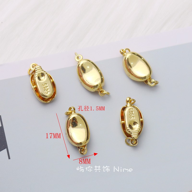 小号14K包金保色元宝插扣手工diy珍珠项链手链收尾双夹扣 - 图2