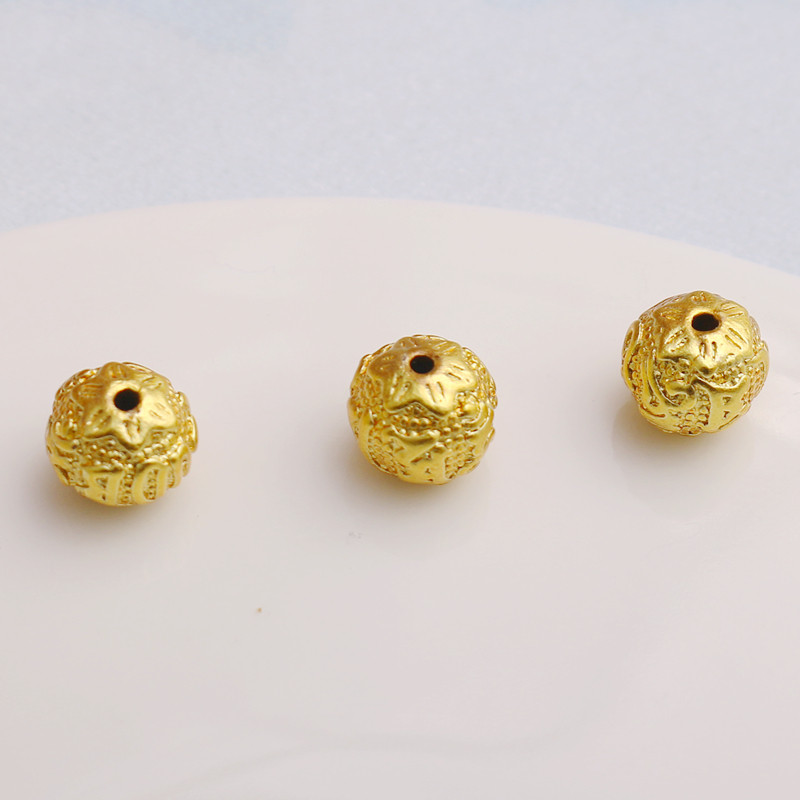 18K14K哑金保色镂空花纹圆球散珠DIY手链项链配珠隔珠串珠古法金,淘宝优惠券,粉丝福利购,淘宝优惠卷