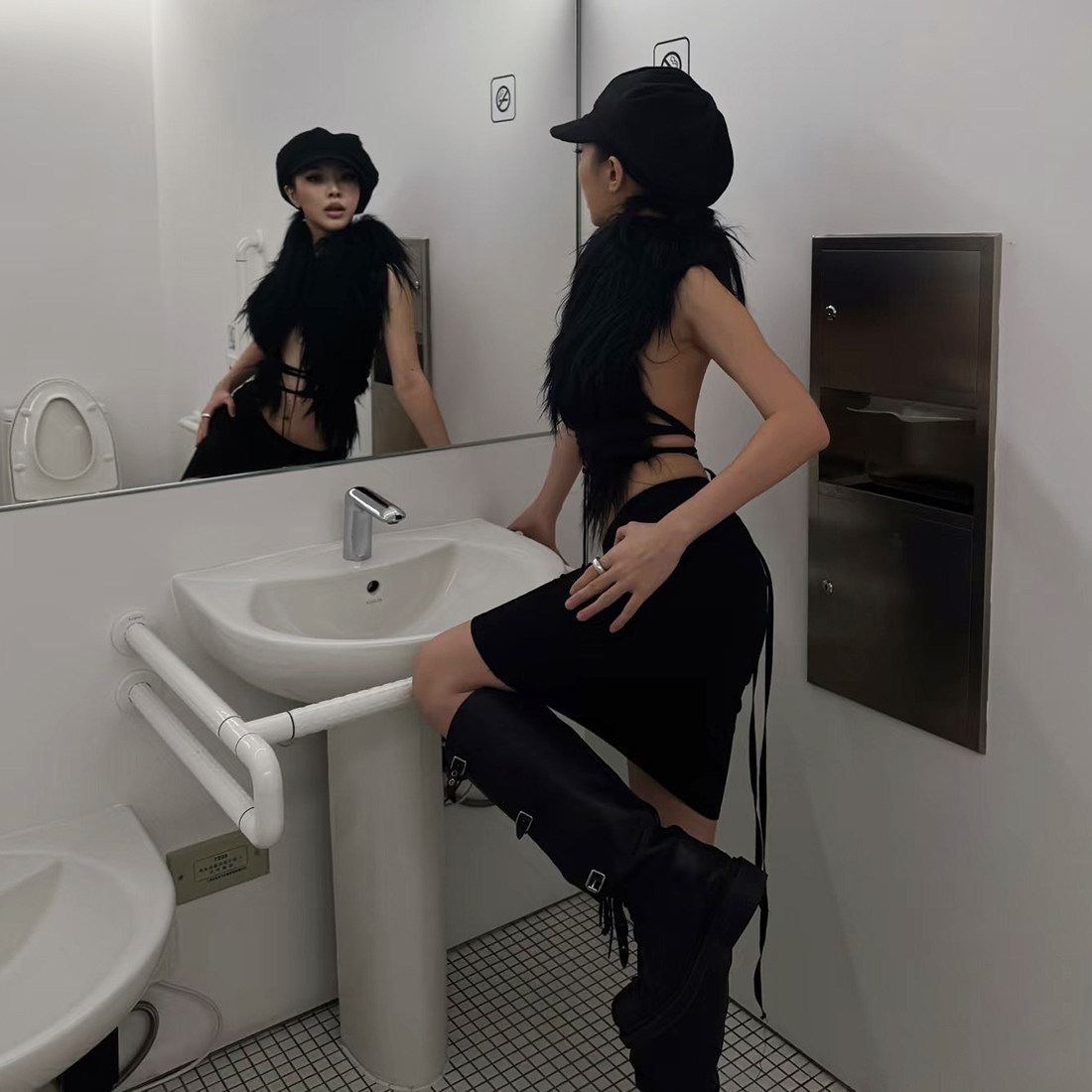 #Sisjuly#美式复古y2k潮酷gal 毛茸茸设计绑带性感镂空吊带背心女,淘宝优惠券,粉丝福利购,淘宝优惠卷