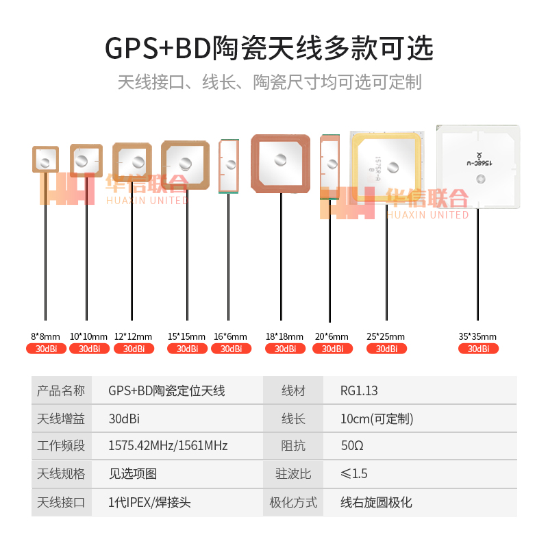 GPS北斗双模有源陶瓷天线 卫星导航信号高增益放大BD+GPS定位天线 - 图1