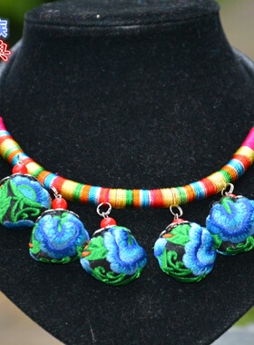 民族风大理非遗手工织绳扎染吊坠项链女复古百搭波西米亚个性饰品