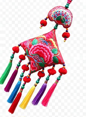 民族风布艺刺绣大荷包流苏壁挂家居装饰玄关遮挡挂件家居客厅别墅