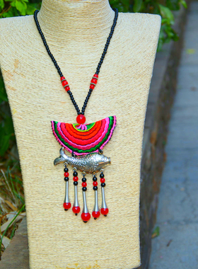 民族风长款原创手工复古毛衣链