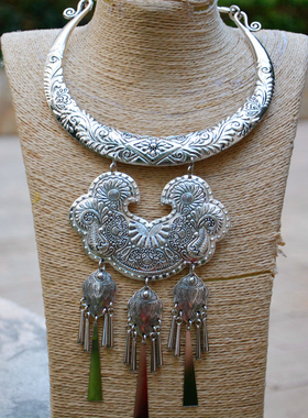 云南民族风少数民族彝族苗族藏银项圈项链古装汉服配饰演出配饰