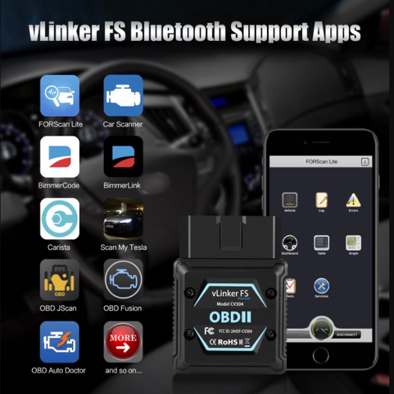 Vgate vLinker FS BT适用于福特马自达丰田混动特斯拉汽车诊断仪