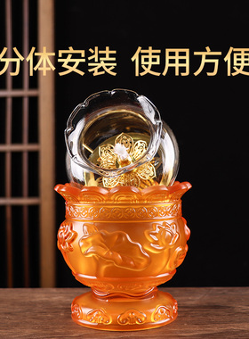 莲花琉璃油灯防风佛前供灯家用长明灯供奉液体酥油灯灯座灯盏供佛