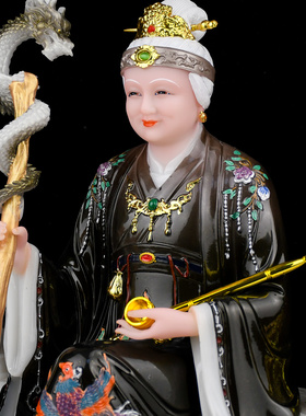 黑老太太神像家用室内供奉摆件