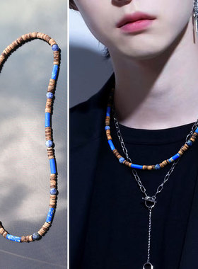 kusion松石毛衣链情侣蓝色项链