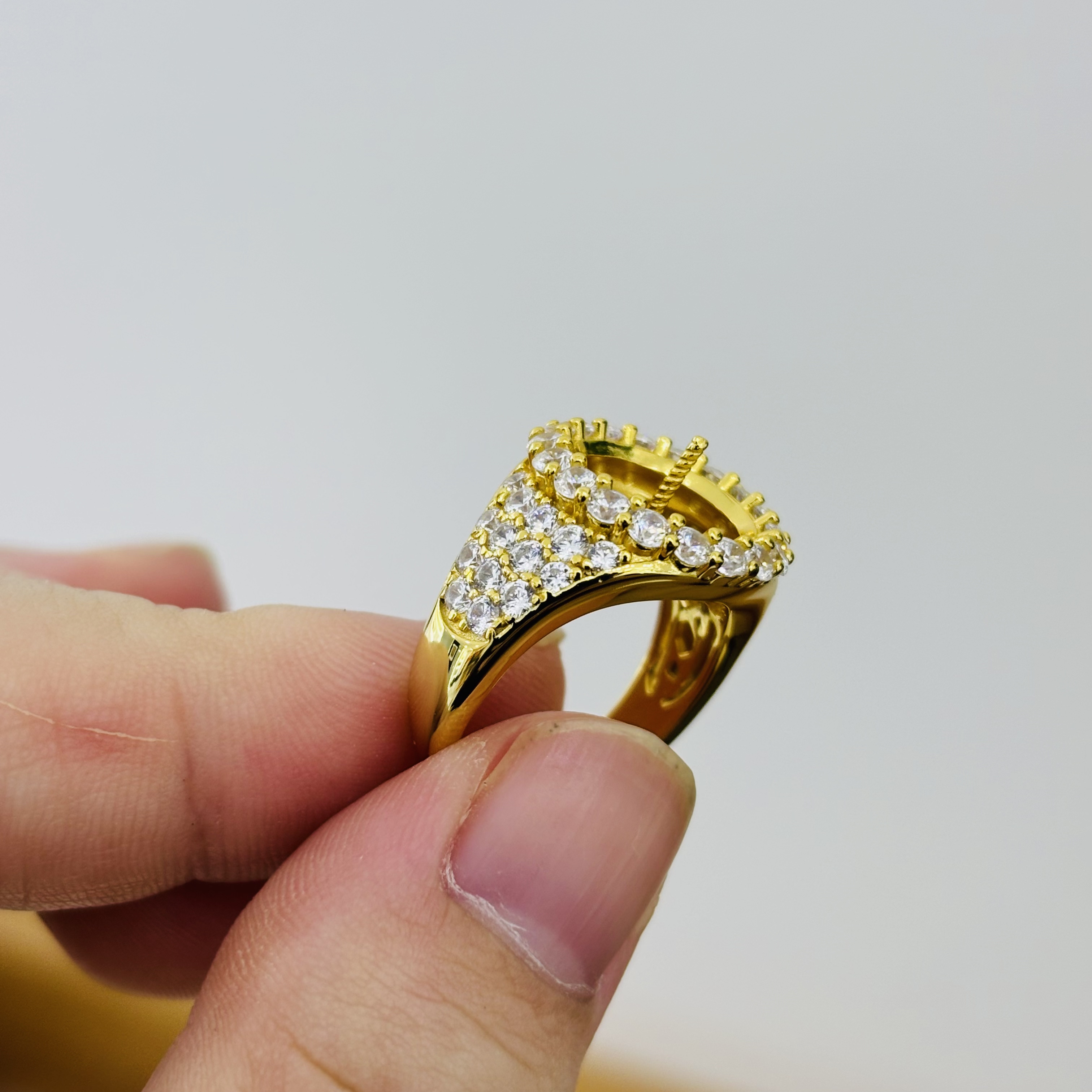 DIY Seiko sterling silver S925 diamond zircon sunflower ring can be equipped with 12mm pearl inner wall mesh