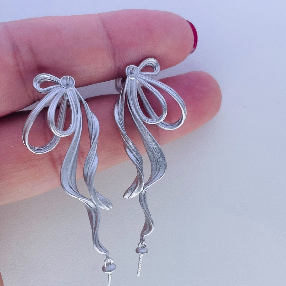 国内精工S925纯银丝带飘带耳钉配件可配5-11mm珍珠,淘宝优惠券,粉丝福利购,淘宝优惠卷