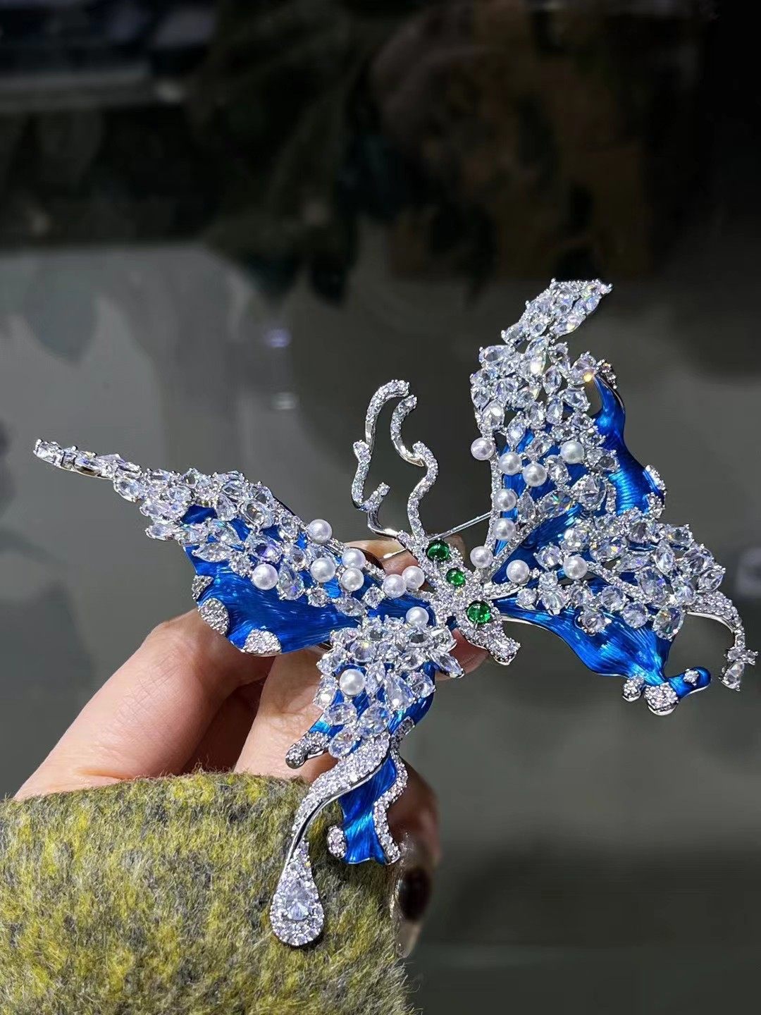 冰雪精灵蓝蝶搭配 3-4mm天然淡水珍珠蝴蝶胸针胸饰合金配件diy,淘宝优惠券,粉丝福利购,淘宝优惠卷