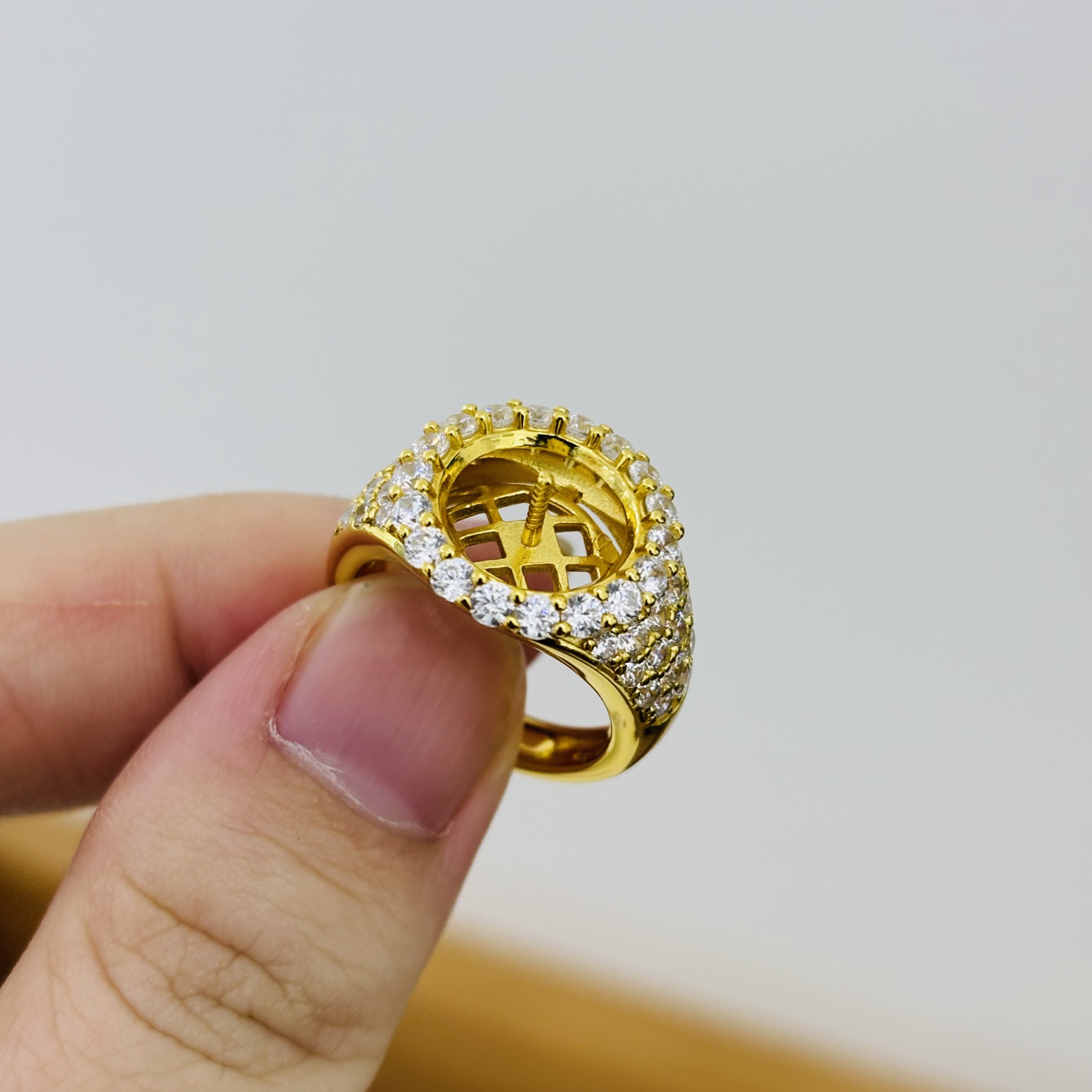 DIY Seiko sterling silver S925 diamond zircon sunflower ring can be equipped with 12mm pearl inner wall mesh
