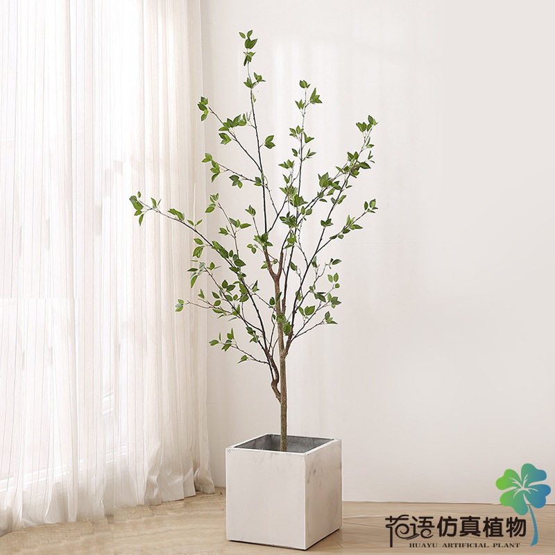 北欧ins风仿真椿树绿植盆景室内客厅落地大型盆栽假植物大厦装饰