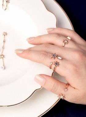 德鲁纳李知恩同款韩国镶钻戒指