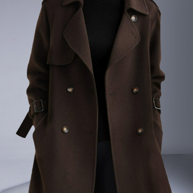 High-end Hepburn style slim wool wool coat