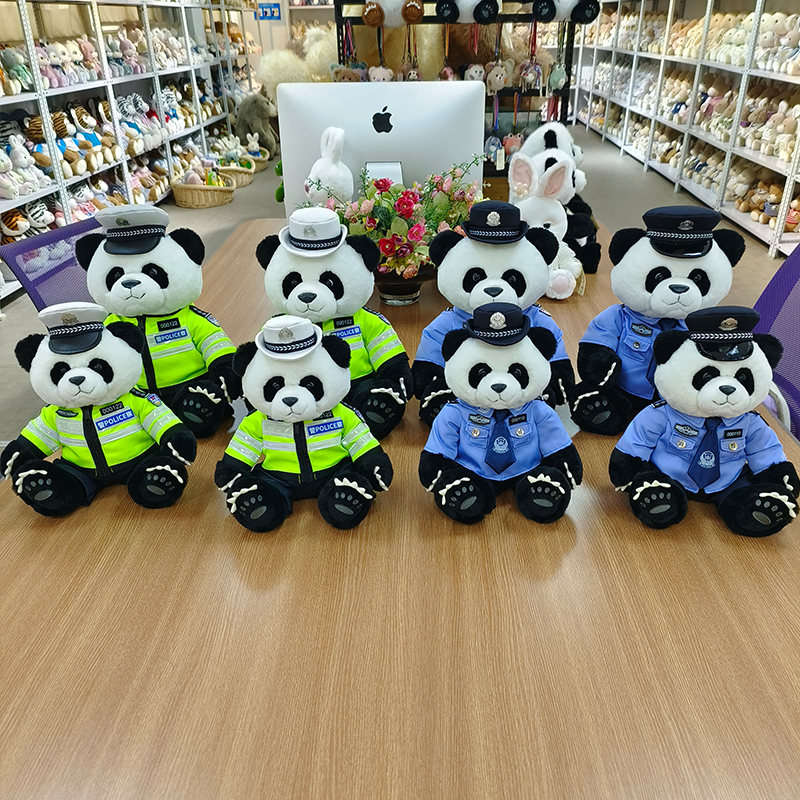 警察熊猫玩偶毛绒玩具交警大熊猫警官熊公仔单位活动安全宣传礼品 - 图3
