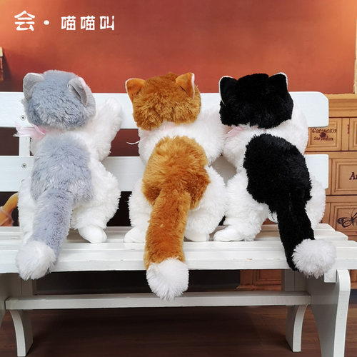 仿真猫咪玩偶毛绒玩具公仔可爱会叫新款陪睡觉小猫布偶抱枕趴趴猫 - 图2