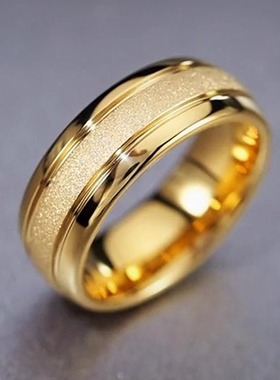 轻奢镀金色戒指男款潮食指18K