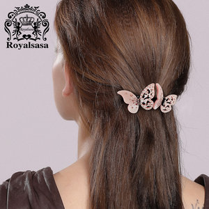 皇家莎莎发夹韩国头饰发饰蝴蝶横夹弹簧夹盘发顶夹马尾夹盘头发卡
