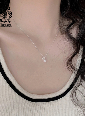 皇家莎莎S925银贝珠项链轻奢高级感颈链锁骨链精致吊坠配饰品