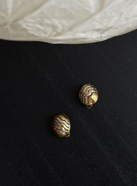 莲娜丽姿NinaRicci金银镂空波浪鸳鸯耳夹