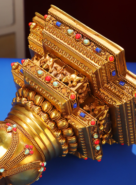 纯铜雕花噶当塔家用摆件供佛用品