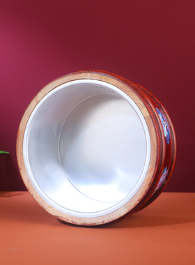 木质藏式彩绘八吉祥糌粑盒