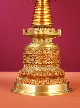 黄铜噶当塔佛塔菩提塔摆件7寸