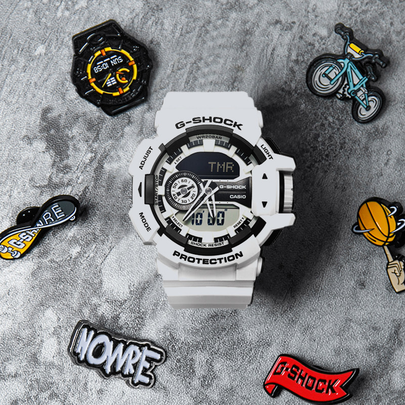 新年礼物 卡西欧手表男白武士同款gshock运动色双显手表GA-700-7A