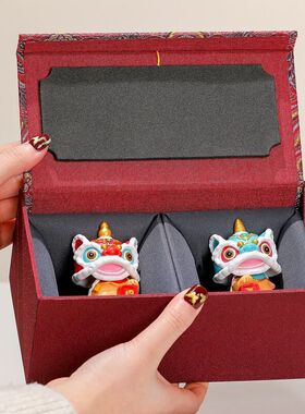 创意国潮醒狮摆件舞狮高档礼品办公桌面装饰可爱舞狮家居伴手礼品