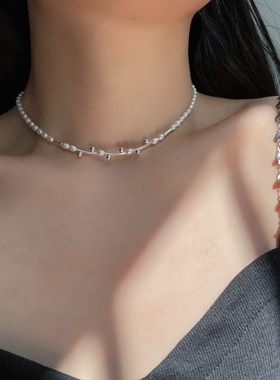 珍珠925纯银锁骨链女精致高级感