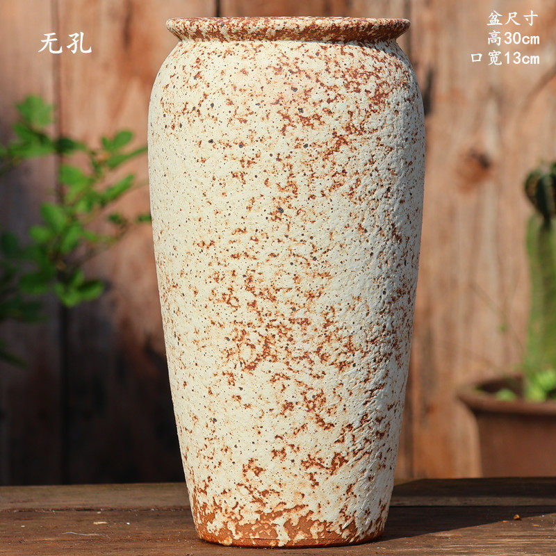 复古花瓶花器粗陶罐大号插花高陶瓷摆件室内装饰陶土盆无孔水培盆,淘宝优惠券,粉丝福利购,淘宝优惠卷